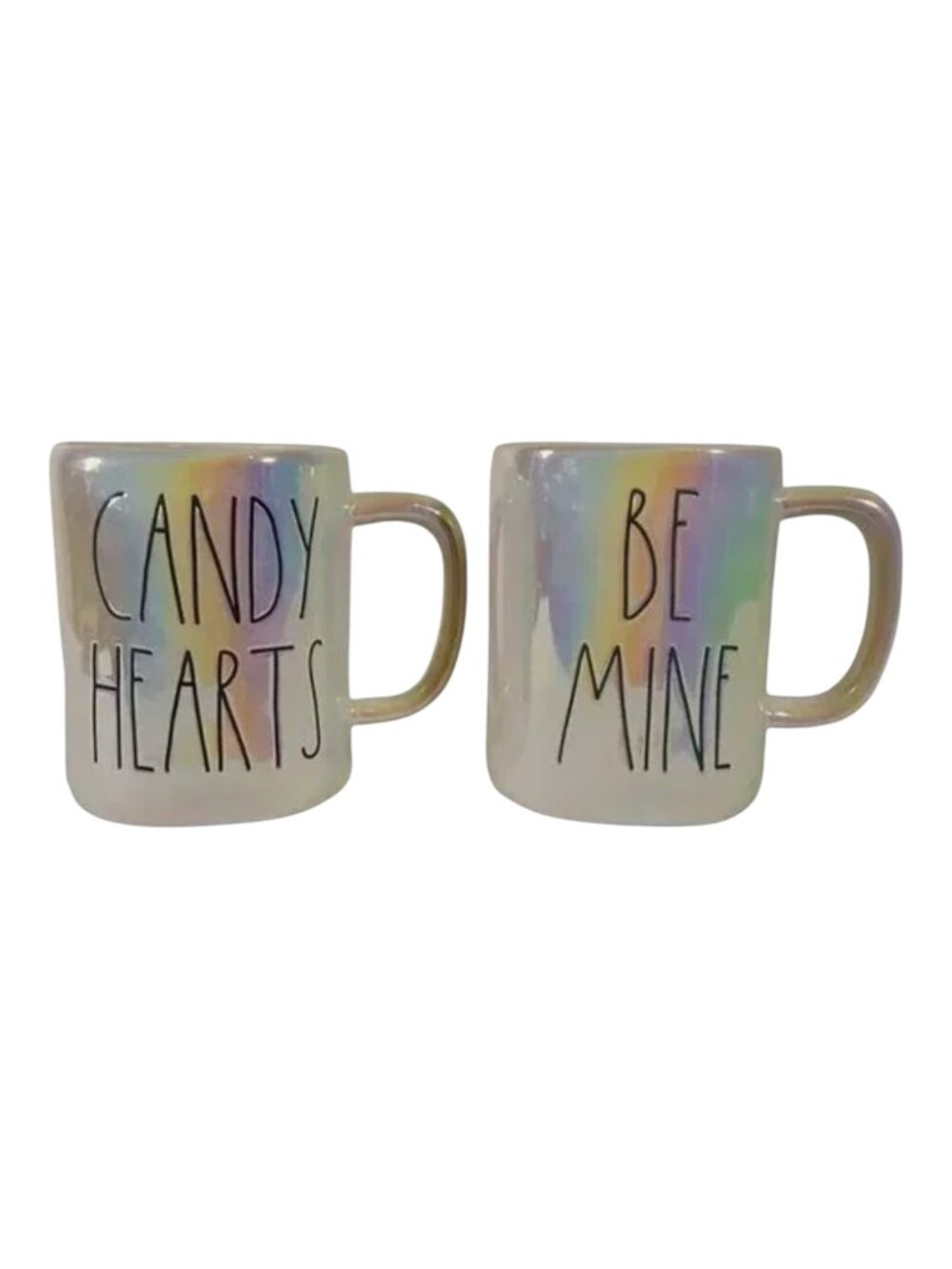 Set of 2 Rae Dunn Iridescent Valentine's Day 12oz Mugs - Perfect Condition